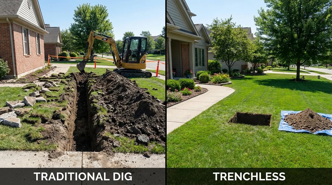 Trenchless sewer repair with minimal yard damage versus traditional excavation in Thousand Oaks, CA